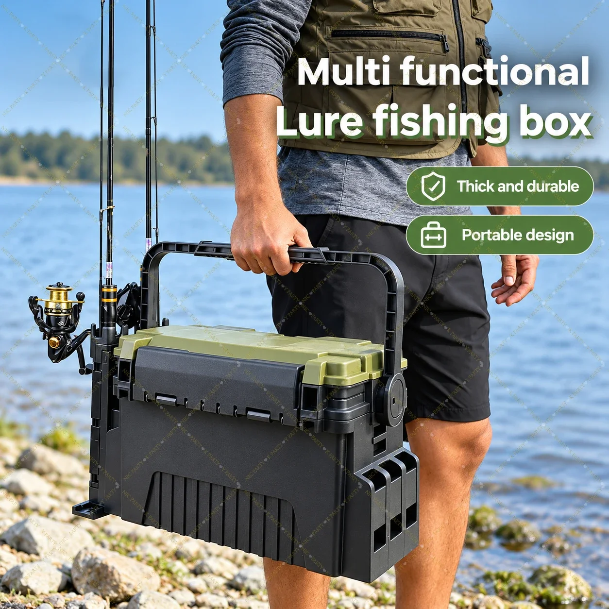 Fishing Kayak Crate - 대용량 낚시 도구 보관함, 2층 구조,